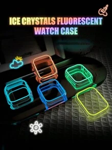 1个男女通用粉色休闲PC镂空防震夜光时尚手表壳，兼容 38/40/41/42/44/45/46/49mm，兼容 Series Ultra/SE/11/10/9/8/7/6/5/4/3/2/1，智能手表保护壳配件