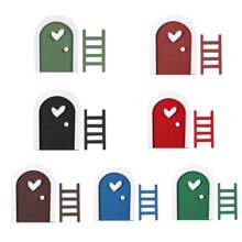 1pc Outdoor Cute Love  Door Courtyard Micro Landscape Layout Mini Ladder Decoration Wooden Crafts Garden Fairy Tale Small Door Ornaments - Multicolor - View 9