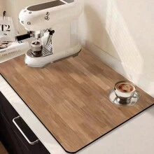 1 PC  Versatile  Marble Print Quick-Dry Mat With Non-Slip RubberBacking -  Washing Machine DustCover, Coffee Maker & Utensil Drying