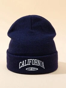 1件/2件/3件 中性字母刺繡休閒時尚秋冬保暖輕量個性舒適針織毛帽，適合日常穿著 - 加州 - 查看 6