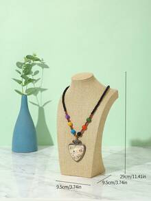 亚麻和天鹅绒项链胸围珠宝展示架，项链架，珠宝展示模特展示柜 - 亞麻色 - 查看 10