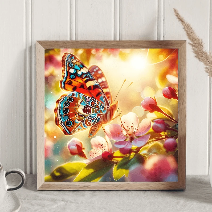 Diamond Painting Kit - Butterfly Design With Round Diamonds, Frameless - Multicolor - View 1