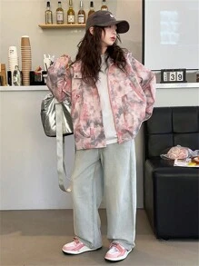 女童连帽风衣外套、扎染迷彩户外服、儿童春秋上衣、青少年女童休闲服 - 彩色 - 查看 2