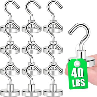 Magnetic Hook, 40 Lbs (Approx. 18.1 Kg) Heavy Duty Magnet Hook For Cruise Ship Cabin, Super Strong Magnet Strap Hook For Suspension, Metal Magnetic BBQ Hook Magnetic Hook For Refrigerator, Toolbox, Storage