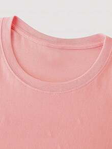 Women's T-Shirt Heart Print T-Shirt Basic Short Sleeve Blouse 100% Cotton Shirt New Arrival - 粉色 - 查看 2