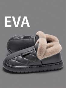 Herren Winterpantoffeln mit geschlossener Zehenpartie, warm und bequem, EVA-Sohle, leicht und weich, rutschfest und haltbar, warme Herrenschuhe, neues Herbst-/Winter-Design, PU-Obermaterial, wasserdicht