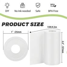 Mini Printer Paper, 57 X 25 Mm Non-Adhesive Printable Paper Rolls Thermal Paper Rolls For Pocket Thermal Receipt Thermal Printer And Most Mini Instant Camera Refill For Journal/DIY Scrapbook/Travel/Notes/Lists/Label/Memo Back To School