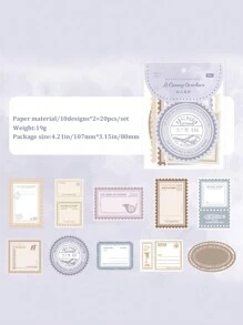 20pcs/Pack Vintage Embossed Memo Cards Decorative Background Papers For Diary/Scrapbooking Back To School - Multicolor - View 7