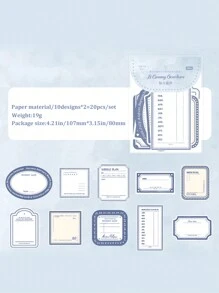 20pcs/Pack Vintage Embossed Memo Cards Decorative Background Papers For Diary/Scrapbooking Back To School - Multicolor - View 8