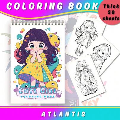 Tlenpo 50 页抗压螺旋着色书，8.2x5.5 英寸，100gsm 厚纸，用于缓解压力、缓解焦虑、放松、返校礼物、生日礼物、圣诞节礼物、万圣节礼物、节日礼物返校、母亲节、妈妈礼物、返校、学校用品