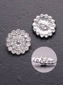 6 cái/gói Nút kim loại hình hoa tròn gợn sóng đính đá toàn bộ, trang trí may cho áo khoác, áo len, áo len cardigan, áo khoác, bó hoa, giày dép, túi xách, phụ kiện trang sức tự làm - Nhiều màu - Xem 11