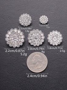 6 cái/gói Nút kim loại hình hoa tròn gợn sóng đính đá toàn bộ, trang trí may cho áo khoác, áo len, áo len cardigan, áo khoác, bó hoa, giày dép, túi xách, phụ kiện trang sức tự làm - Nhiều màu - Xem 10
