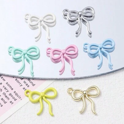 5 件简约合金彩绘彩色蝴蝶结饰物，适用于 DIY 珠宝、项链、手链、耳环