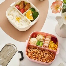 Hộp đựng cơm trưa Bento chia ngăn, hộp đựng thức ăn chống rò rỉ, an toàn với lò vi sóng và máy rửa chén - Nhiều màu - Xem 9
