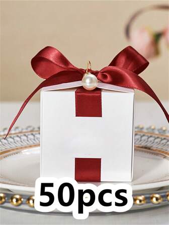 50pcs Personalized Gift Packaging Box For Weddings & Special Events, Custom-Made For Elegant Celebrations, Perfect For Wedding, Birthday, Baptism