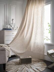 1 pièce Rideau de fenêtre en lin de couleur unie de style bohème avec franges, semi-occultant, lavable avec passant pour tringle. Panneau de rideau pour séparation de pièce, cuisine, facile à installer, décor d'intérieur pour chambre à coucher, bureau, balcon, salon, baie vitrée