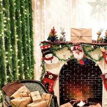 1 件，15 米松木圣诞花环装饰，绿色人造圣诞树花环，用于派对塑料吊坠，锡合金饰品，圣诞装饰用品，圣诞节 - PVC拉草藤條綠色 - 查看 4