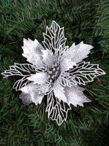 1 pièce / 5 pièces / 10 pièces / 20 pièces Fleurs artificielles de Poinsettia avec poudre d'or à clipser, avec décoration scintillante, pour sapin de Noël, mariage, fête du Nouvel An, têtes de fleurs de 3,5 po, 5,9 po, 9,4 po pour décoration d'escalier, fenêtre, cheminée, cour. Fleurs artificielles réutilisables et vibrantes, Noël