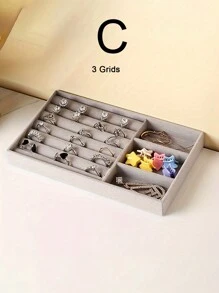 1/4pcs Jewelry Storage Box Tray With Drawers, Compartments For Earrings Rings Necklaces Display, Makeup Vanity Organizer,For Holiday Beach, Bathroom Collection, Bedroom Collection, Large Capacity - Grey - View 13