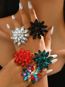 1 件时尚奢华简约花朵开口戒指，日常/派对/婚礼佩戴情人节、妈妈、母亲、母亲节、礼物 - 2 - 查看 3