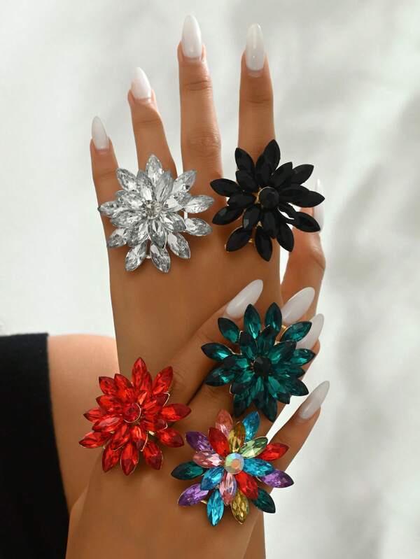1pc Fashionable Luxury Minimalist Flower Open Ring, Daily/Party/Wedding Wear Valentines,Mom,Mother,Mother's Day,Gift