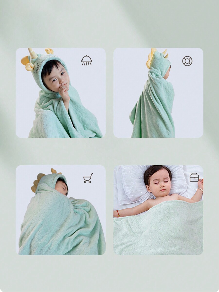 Unicorn Hooded Towel Coral Velvet Cute Cartoon Animal Baby Hooded Bath