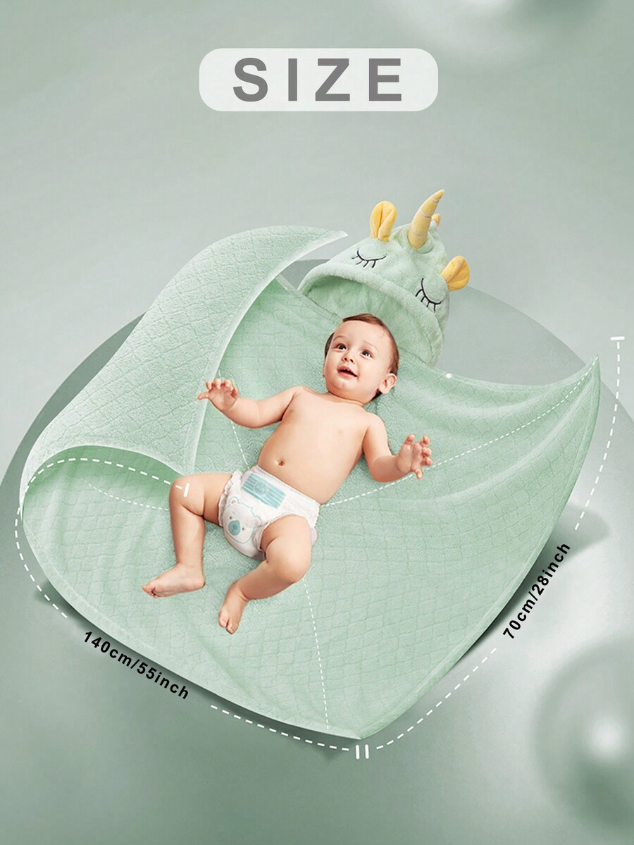 Unicorn Hooded Towel Coral Velvet Cute Cartoon Animal Baby Hooded Bath