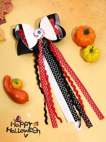 1pc Halloween Curly Hair Clip, Suitable For Girls, Shiny Scary Bloody Eyeball Curly Bow Crocodile Clip Skull Ghost Hairpin, Halloween Cosplay Party Hair Clip, Costume Hair Clip, Children's Hair Accessory - Multicolor - View 3