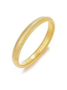 1pc Fashionable Thick Stainless Steel Elastic Bracelet, Available In Multiple Sizes, Suitable For Daily Wear - Yellow Gold - View 12