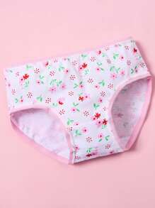 12 件套韩国少女可爱花卉和胡萝卜印花舒适幼儿三角裤和短裤 - 粉色 - 查看 5
