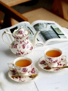 1 Set Of European Style Kettle Cup And Plate Set, Afternoon Tea Set