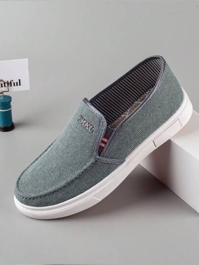 Sapatos de lona respiráveis casuais slip-on-slip de tamanho grande masculinos
