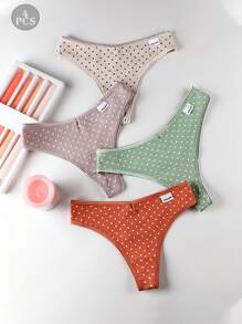 4 packs de bragas de mujer japonesas sexy de tiro bajo tipo tanga con costilla - Multicolor - Ver 1