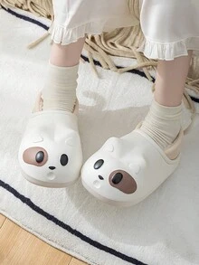 Dép giữ nhiệt chống thấm nước cho nữ, đế dày, mũi kín, lót giữ nhiệt, dép đi trong nhà ngoài trời ấm áp mùa đông - trắng - Xem 5