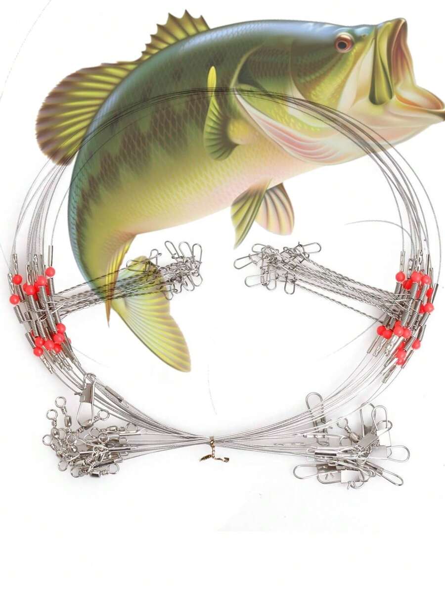 Fishing Leaders Stainless Steel Fishing Rigs Fishing Gear Tackle High-Strength Fishing Wire, With Swivel Snaps Beads For Lures Bait Hooks