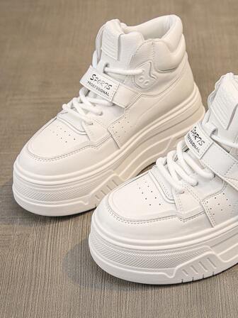 Fall/Winter Women's Platform Sneakers, Non-Slip Comfortable Fashion Casual High Top Shoes With Hook & Loop Closure