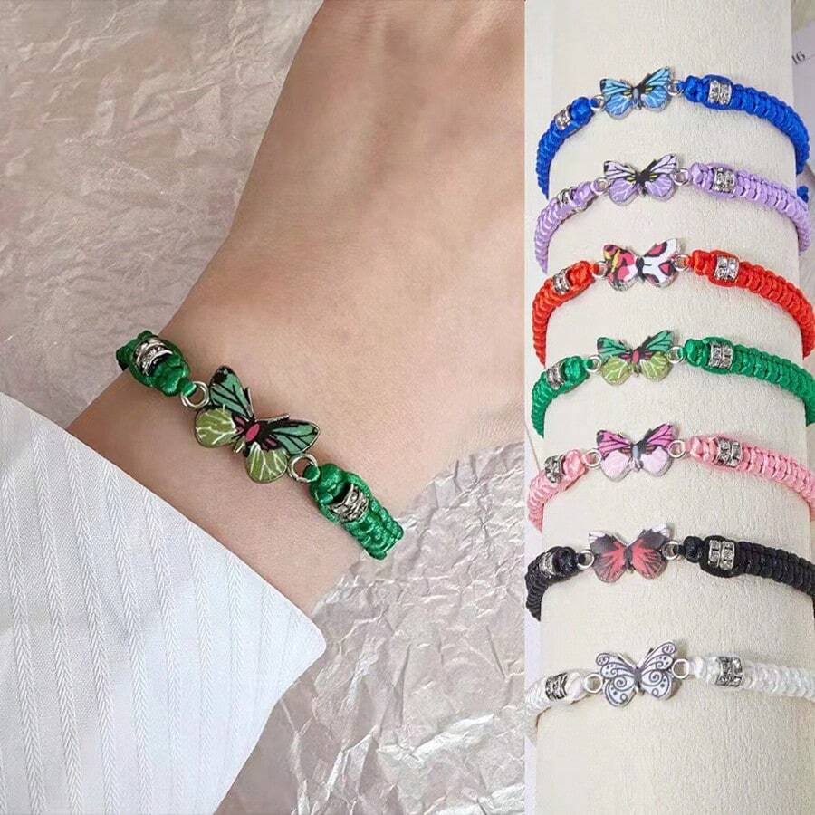 Vòng tay đôi bướm dệt thủ công - Nhiều màu - Xem 1