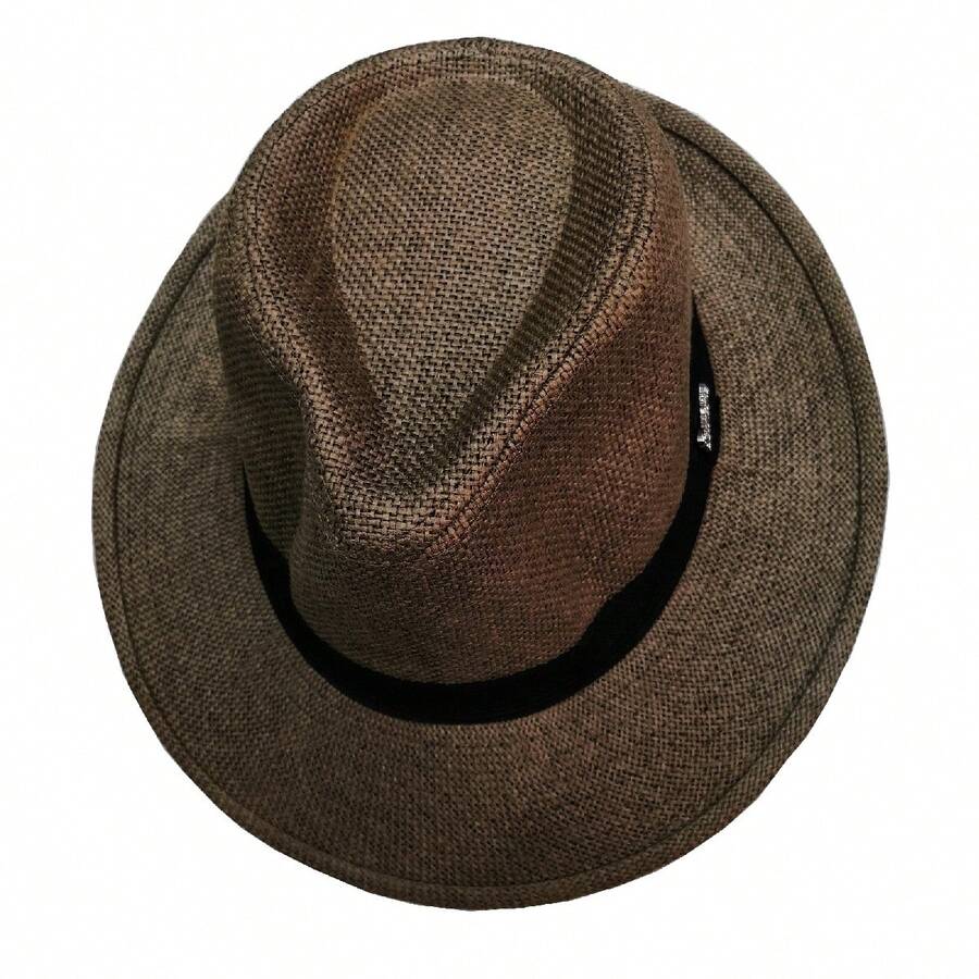 Panama Style Hat Wide Brim Casual Beach Unisex Size 58 - 咖啡棕 - 查看 1