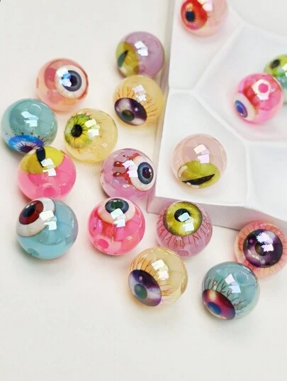 10pcs 16mm Multi-Color Double-Sided Eye Beads, Eyeball Beads, Dragon Eye Beads, Suitable For DIY Jewelry Making And Decoration, Earrings, Necklaces, Phone Chains, Bag Charms, Ideal For Holiday And Halloween Jewelry Making