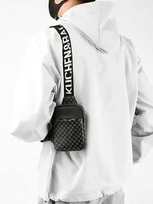 PU 皮革胸包单肩包腰包，便携、轻便斜挎包，适合旅行、徒步旅行、户外运动单肩包、腰包、返校、学生通勤、学校用品、万圣节男士礼物、秋季圣诞节尖叫男士包腰包旅行包男士单肩包冬季圣诞节礼物