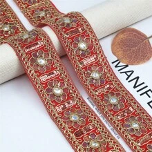2 Yards Multicolor Metallic Thread 3D Flower Embroidered Lace Trim For Clothing Dress Hat Bag Decoration Crafts DIY Supplies - Multicolor - View 19