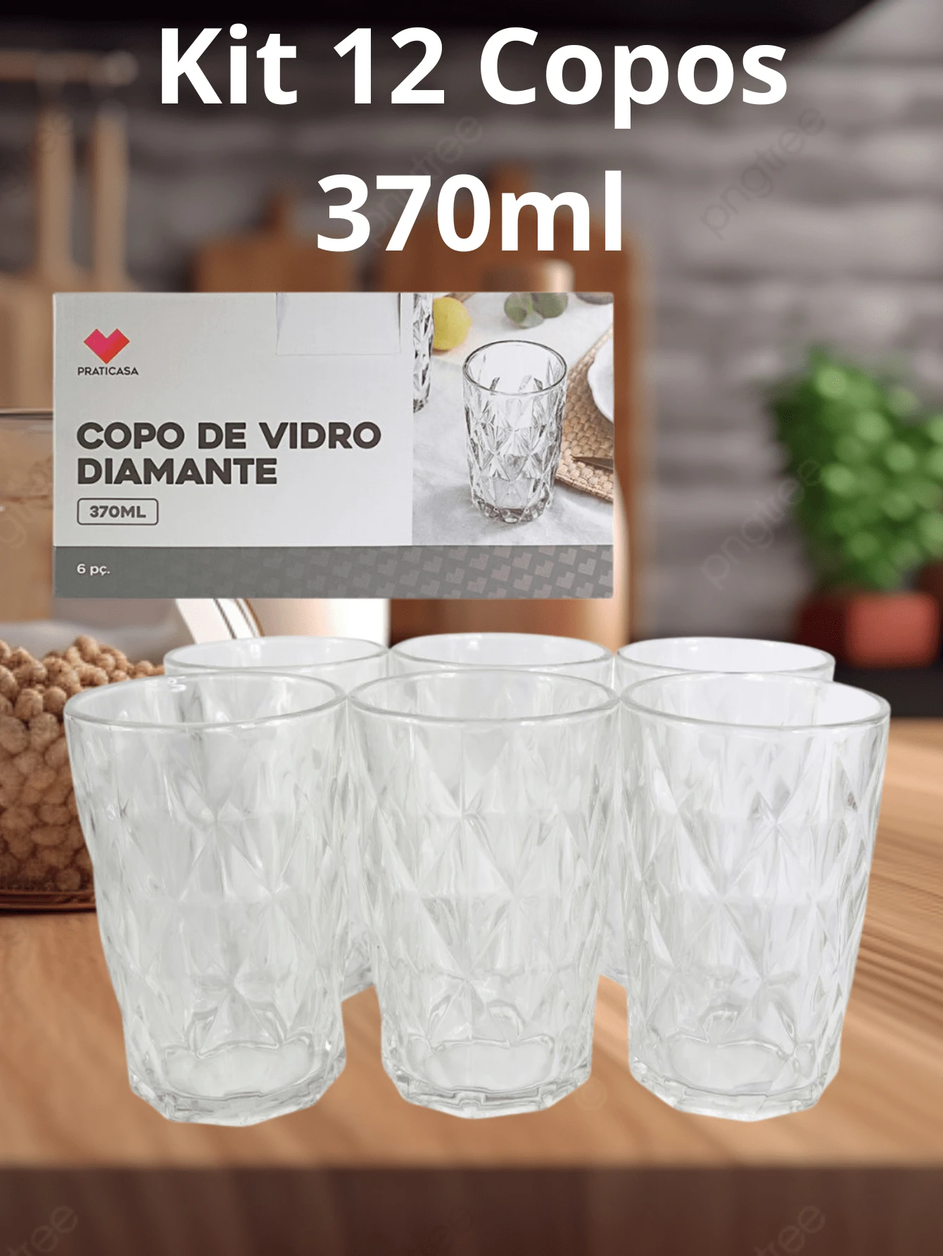 Kit Game Set With 12 Praticasa Diamond Glass Cups 370ml - 白色 - 查看 1