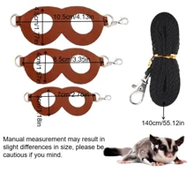 3入組糖鼠背帶牽引繩,附防逃繩,適用於倉鼠、沙龍鼠、松鼠等小寵物