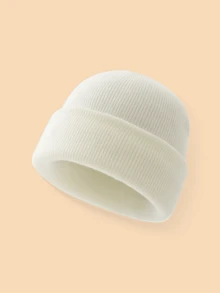 2件組嬰兒針織帽套裝，保暖防摔，適合秋冬日常使用，適用於男嬰與女嬰 - 白色 - 查看 3
