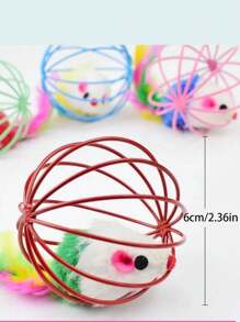 1 a 6 piezas Juguetes para gatos de ratones de peluche rellenos de plumas de colores alegres, con pintura ligeramente descascarada en el punto de sujeción pero que no afecta el juego del gato