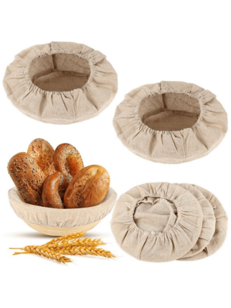 6 件圆形和椭圆形面团发酵布、欧式法棍面包和面包发酵垫、烘焙模具工具、面包发酵篮衬垫