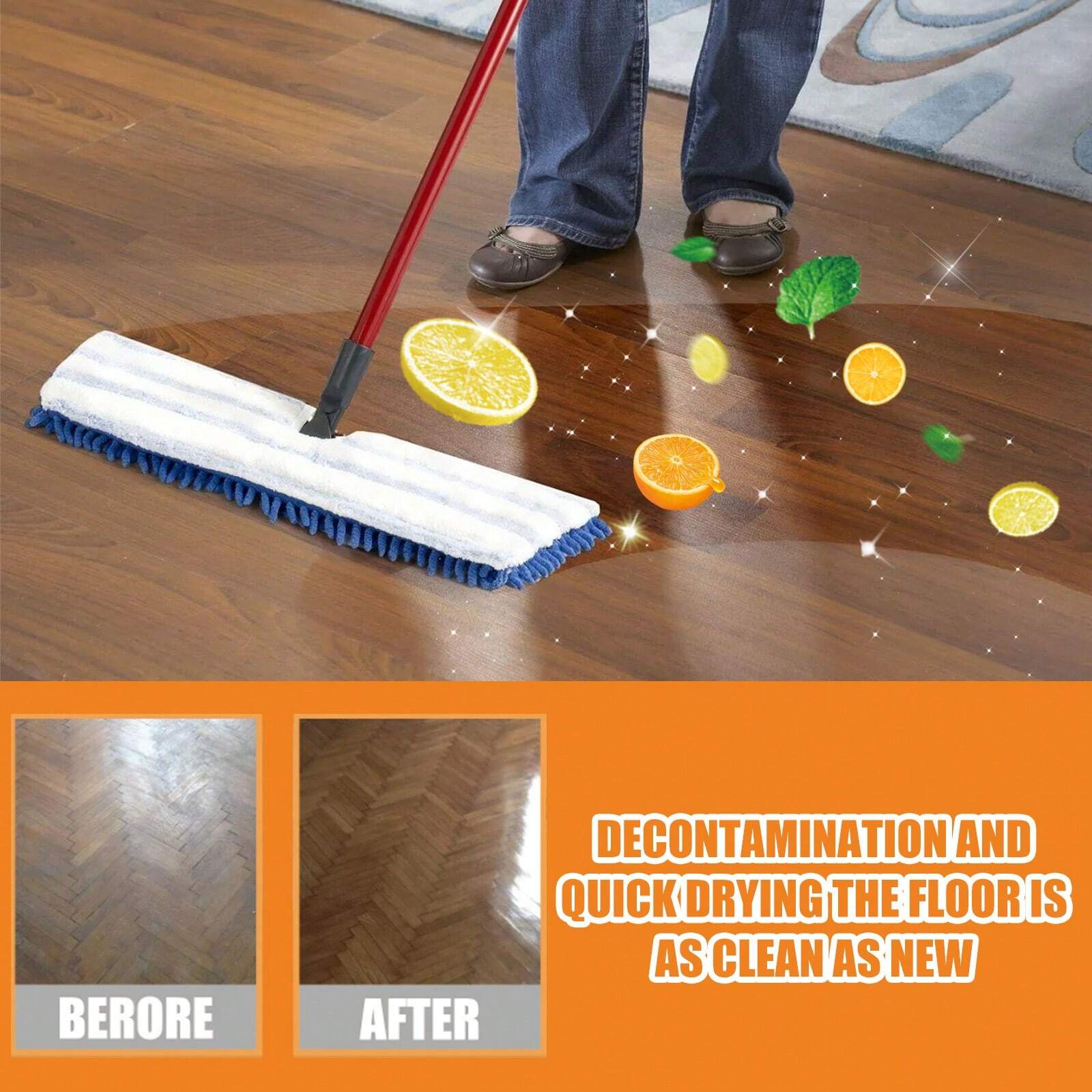 JueFish 4 Pcs JueFish Floor Cleaner, Wood Floor And Tile Stain
