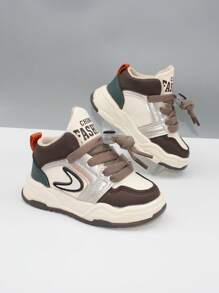 1pair Toddler Boys' Colorblock Casual High-Top Fashion Sports Shoes