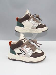 1pair Toddler Boys' Colorblock Casual High-Top Fashion Sports Shoes