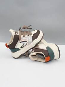 1pair Toddler Boys' Colorblock Casual High-Top Fashion Sports Shoes